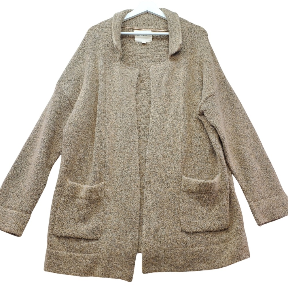 Thread & Supply Cardigan Sweater Blazer Womens Medium Camel Open Front Old Money